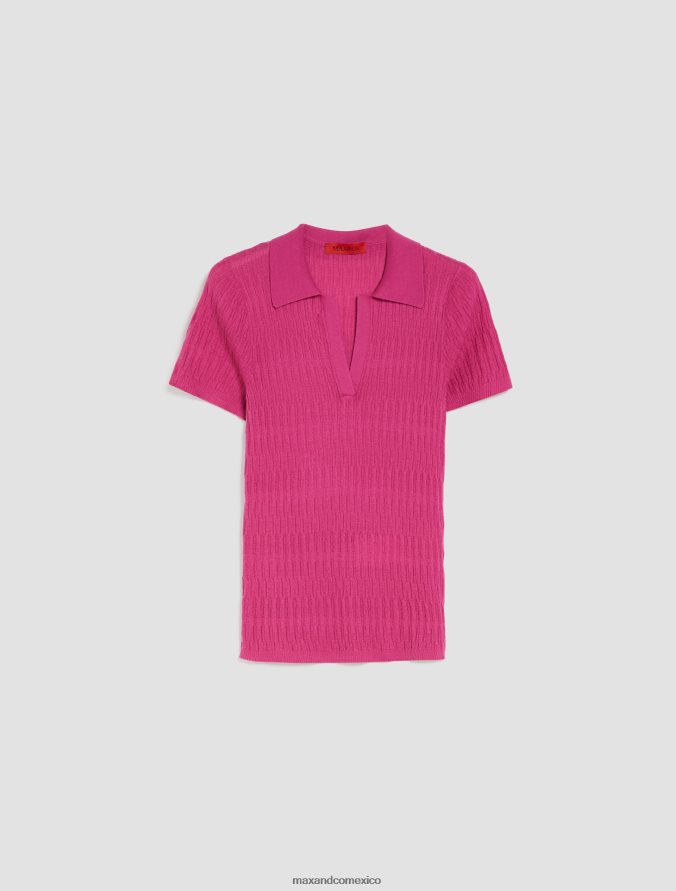 MAX&Co. mujer polo en mezcla de algodón y modal Z860B309 vestir fucsia