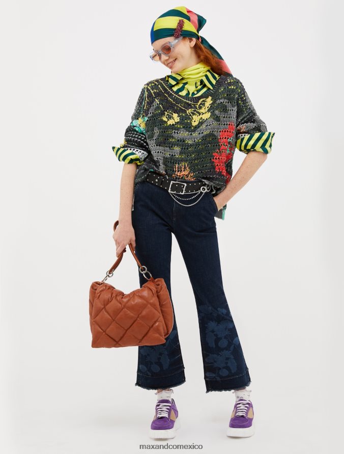 MAX&Co. mujer suéter con estampado floral de camuflaje Z860B427 vestir verde caqui