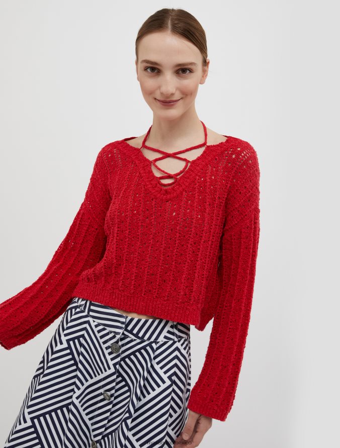 MAX&Co. mujer suéter de bouclé con cordones Z860B336 vestir rojo