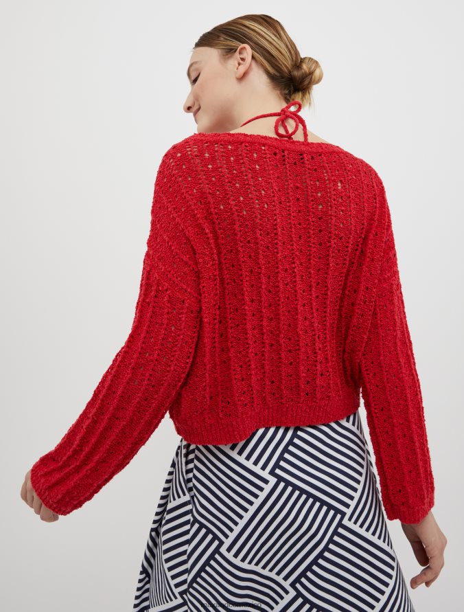 MAX&Co. mujer suéter de bouclé con cordones Z860B336 vestir rojo