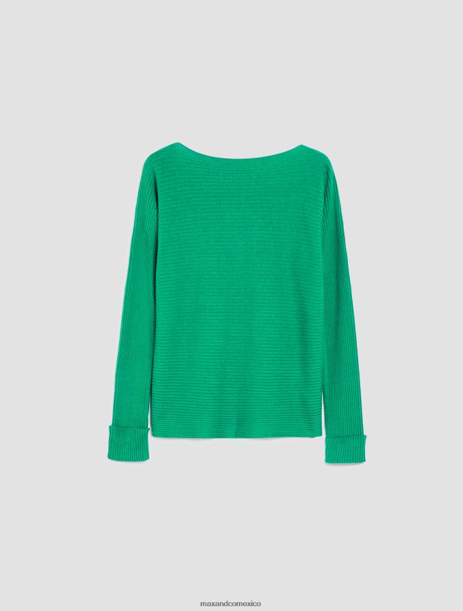 MAX&Co. mujer suéter de canalé en mezcla de algodón Z860B325 vestir verde