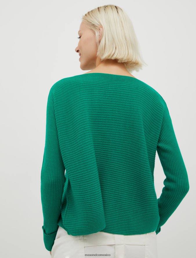 MAX&Co. mujer suéter de canalé en mezcla de lana Z860B361 vestir cielo azul