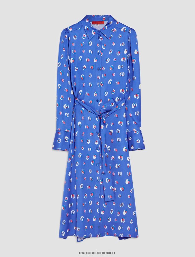 MAX&Co. mujer vestido camisero de satén estampado Z860B131 vestir patrón verde