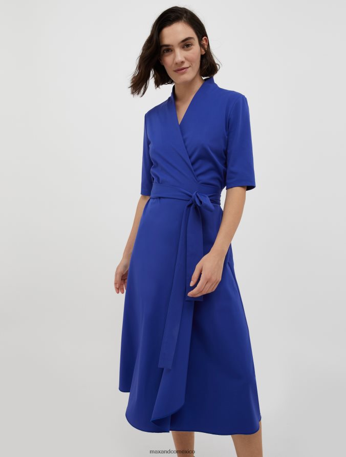 MAX&Co. mujer vestido cruzado de punto técnico Z860B91 vestir azul aciano
