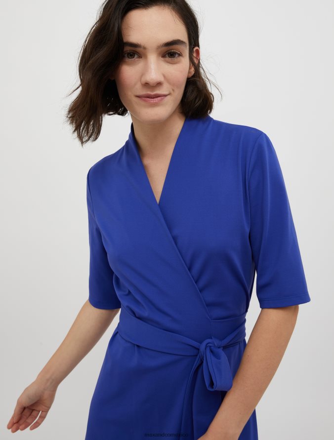 MAX&Co. mujer vestido cruzado de punto técnico Z860B91 vestir azul aciano