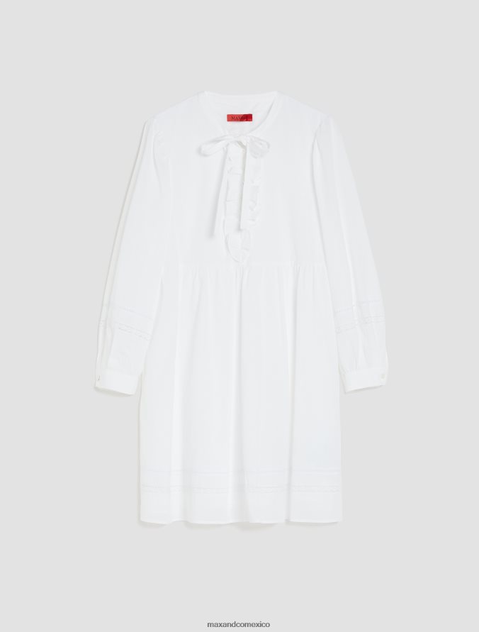 MAX&Co. mujer vestido de algodón con detalles de encaje Z860B104 vestir blanco