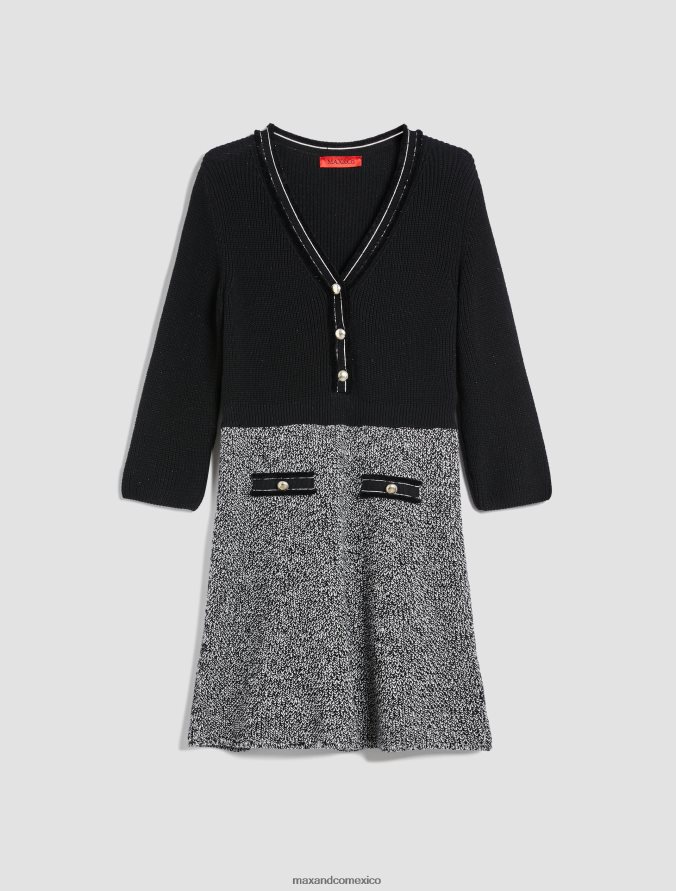 MAX&Co. mujer vestido de punto de canalé Z860B119 vestir negro