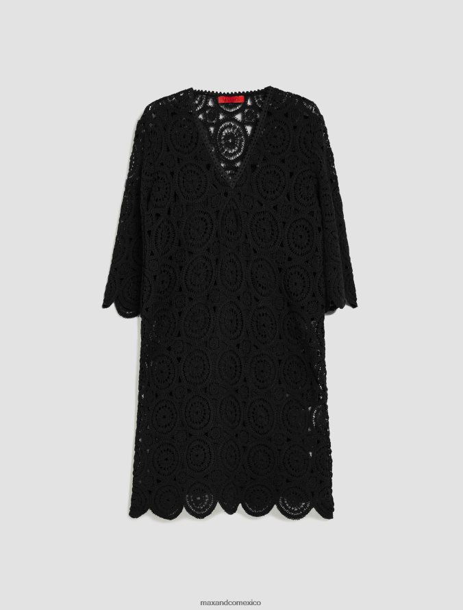 MAX&Co. mujer vestido de punto de macramé Z860B101 vestir negro