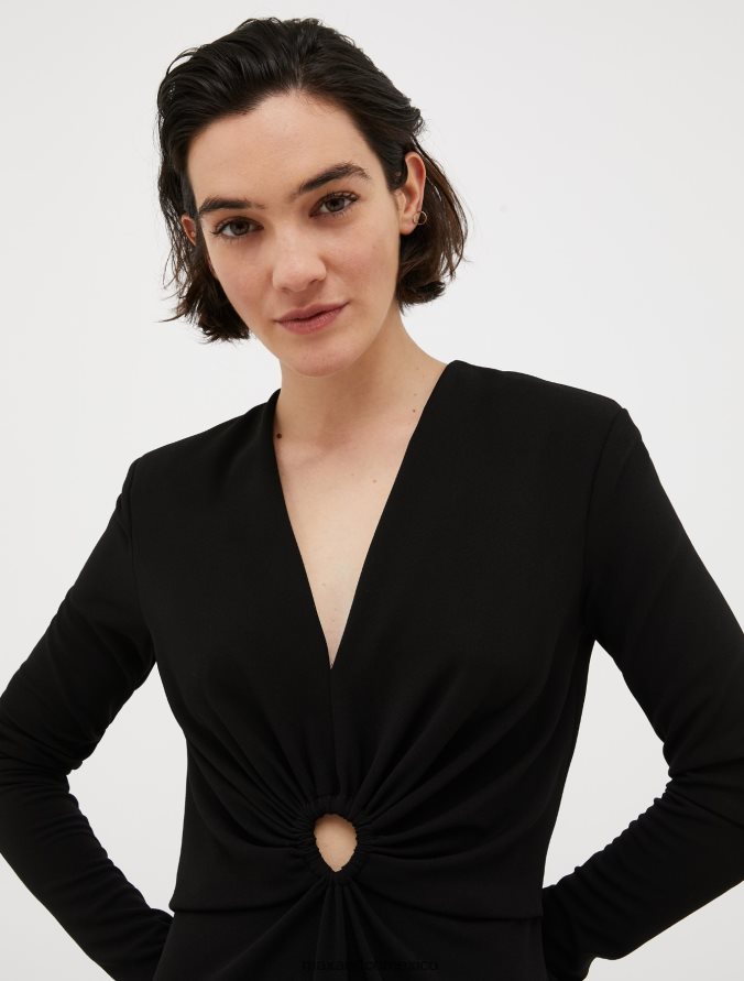 MAX&Co. mujer vestido de punto drapeado Z860B118 vestir negro