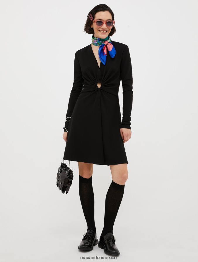 MAX&Co. mujer vestido de punto drapeado Z860B118 vestir negro