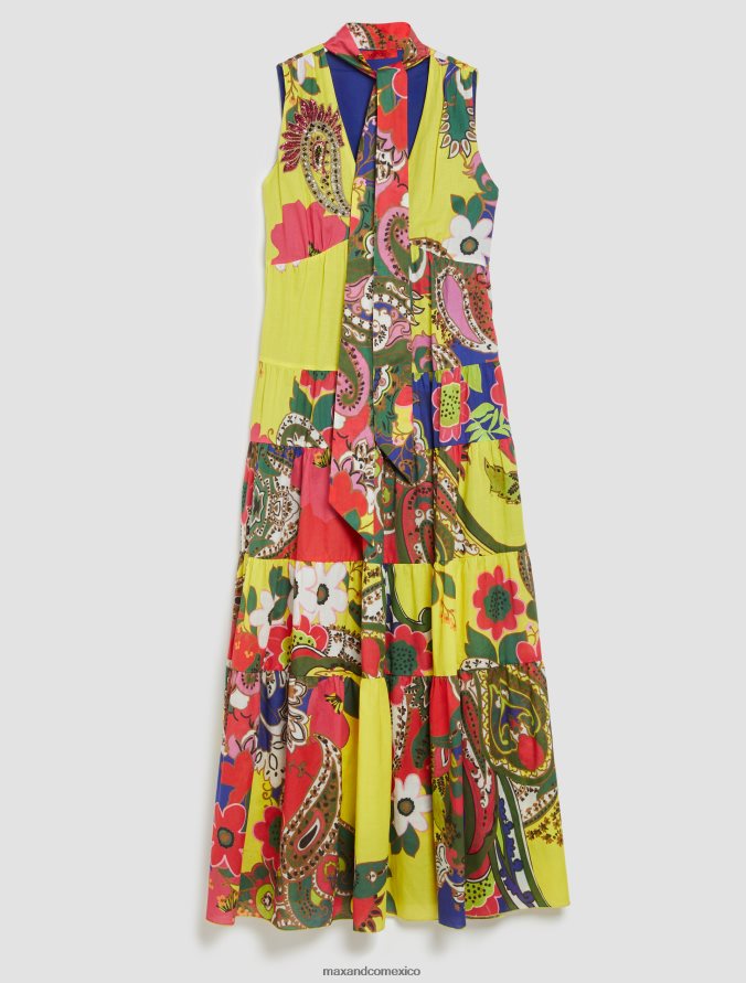 MAX&Co. mujer vestido largo de gasa estampado Z860B64 vestir patrón azul marino