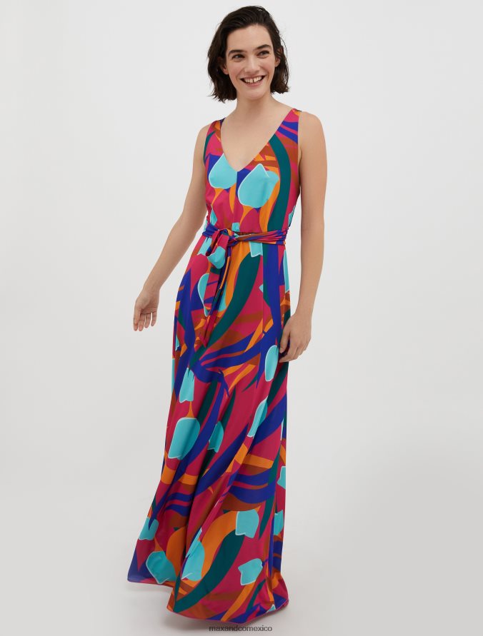 MAX&Co. mujer vestido largo de punto con adornos de lazo Z860B77 vestir fucsia