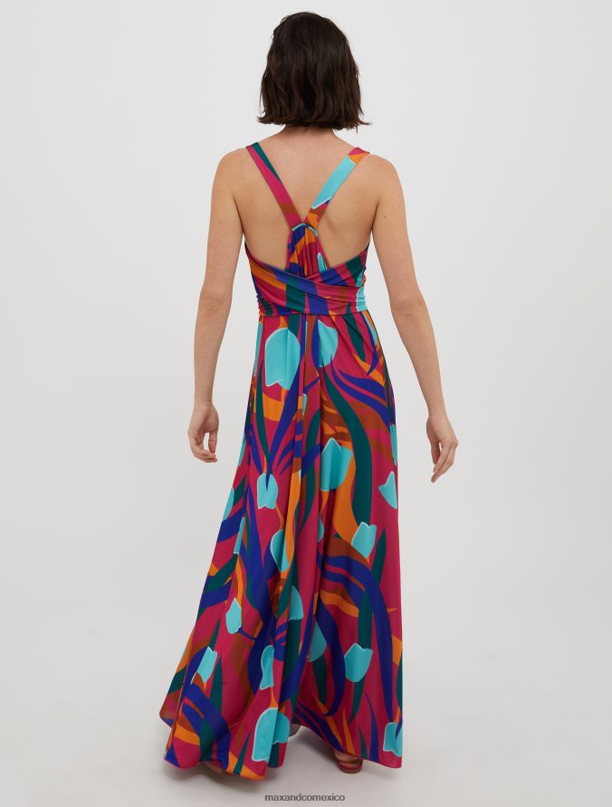 MAX&Co. mujer vestido largo de punto con adornos de lazo Z860B77 vestir fucsia