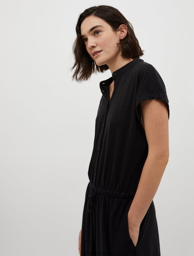 MAX&Co. mujer vestido largo en mezcla de algodón y lino Z860B97 vestir negro