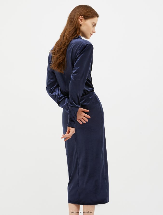 MAX&Co. mujer vestido midi de punto de terciopelo Z860B54 vestir Azul marino