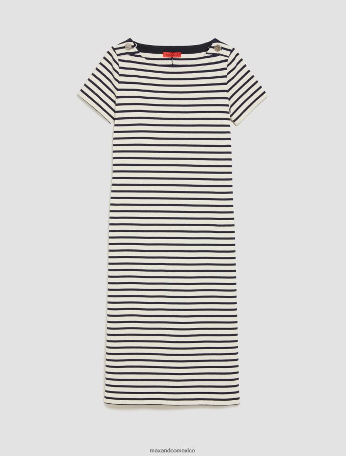 MAX&Co. mujer vestido tipo camiseta con rayas bretonas Z860B105 vestir patrón blanco