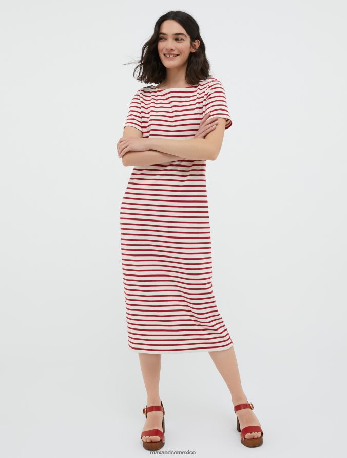 MAX&Co. mujer vestido tipo camiseta con rayas bretonas Z860B106 vestir rojo