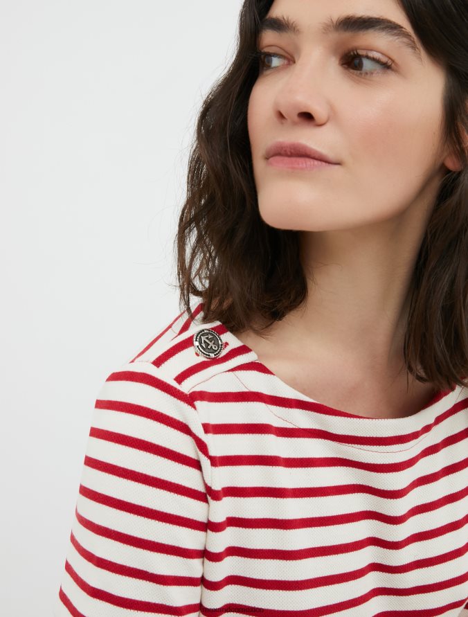 MAX&Co. mujer vestido tipo camiseta con rayas bretonas Z860B106 vestir rojo