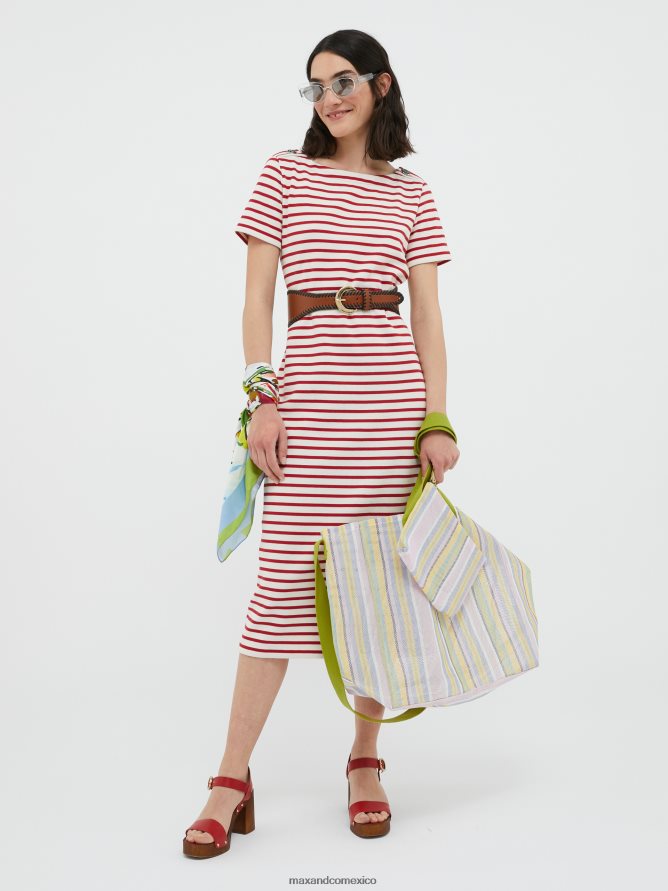MAX&Co. mujer vestido tipo camiseta con rayas bretonas Z860B106 vestir rojo