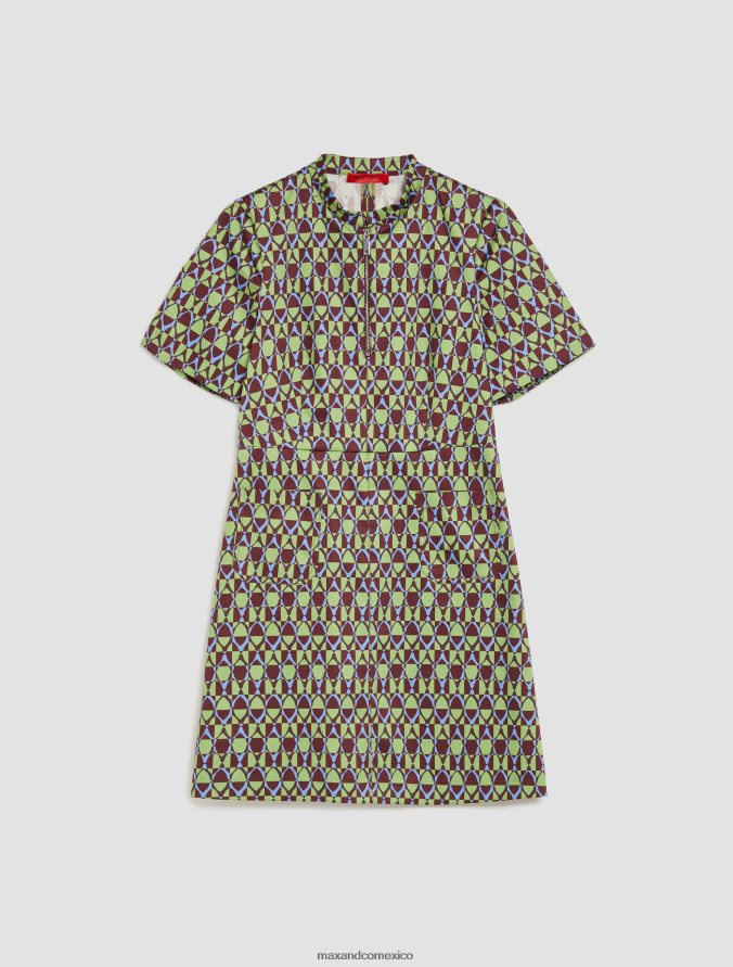 MAX&Co. mujer vestido tubo de satén de algodón Z860B95 vestir patrón verde