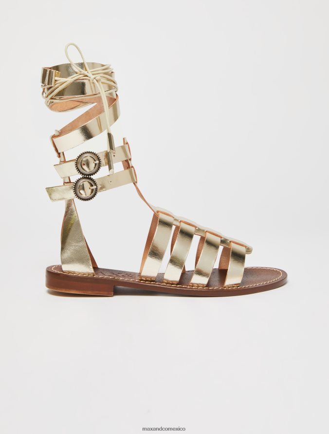 MAX&Co. mujer sandalias de gladiador de cuero Z860B941 zapatos oro
