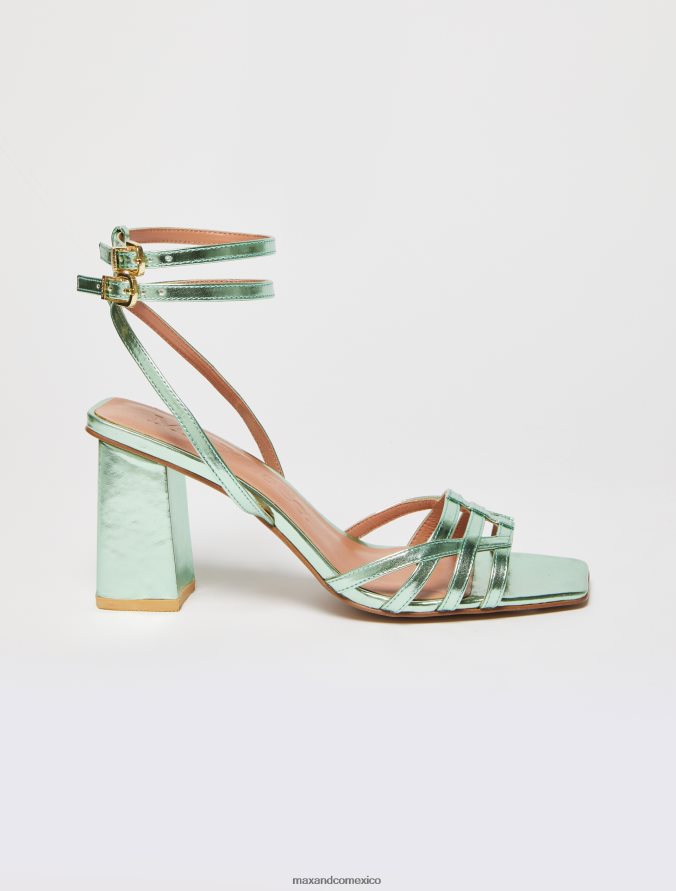 MAX&Co. mujer sandalias de tacón metalizadas Z860B939 zapatos verde