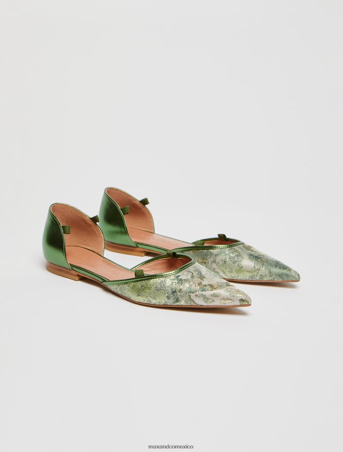 MAX&Co. mujer bailarinas con cintas en jacquard Z860B983 zapatos verde