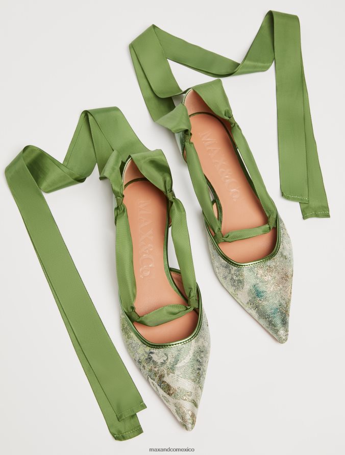 MAX&Co. mujer bailarinas con cintas en jacquard Z860B983 zapatos verde
