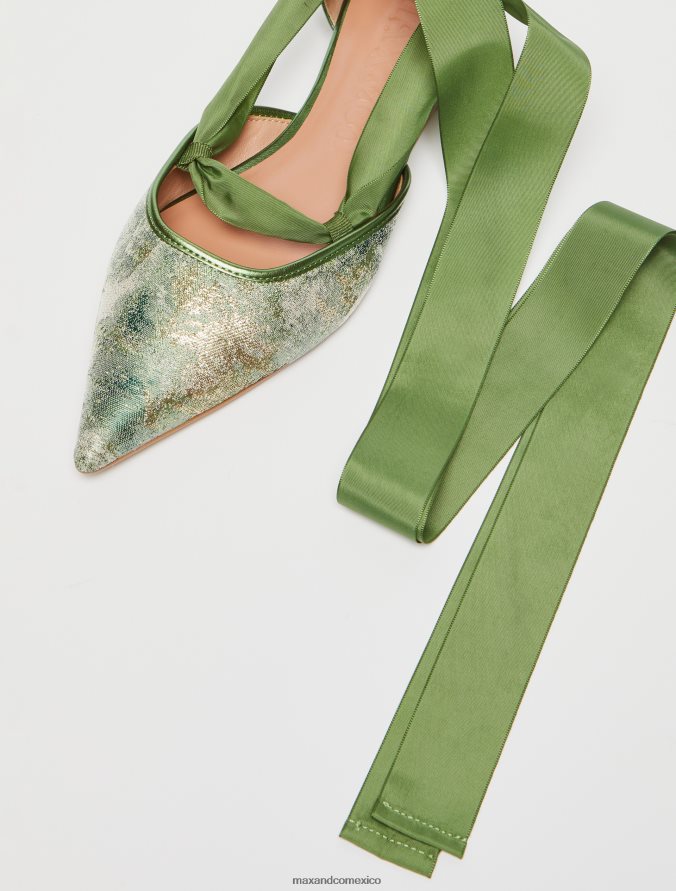 MAX&Co. mujer bailarinas con cintas en jacquard Z860B983 zapatos verde