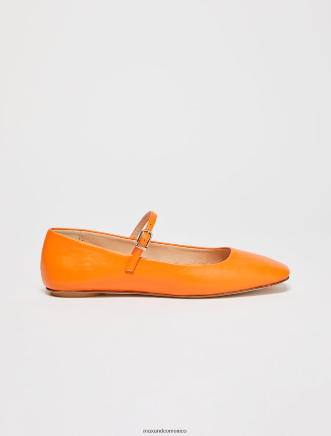 MAX&Co. mujer bailarinas de napa con correa Z860B950 zapatos naranja