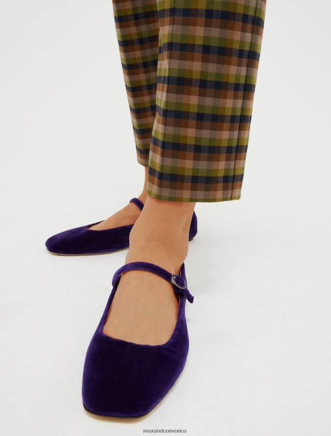 MAX&Co. mujer bailarinas de terciopelo Z860B969 zapatos púrpura