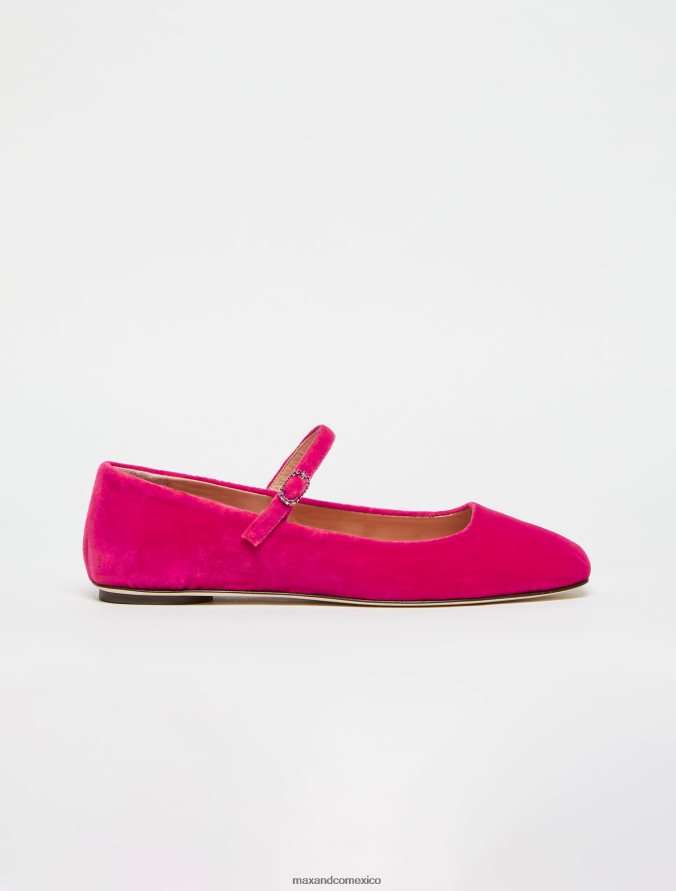 MAX&Co. mujer bailarinas de terciopelo Z860B970 zapatos fucsia